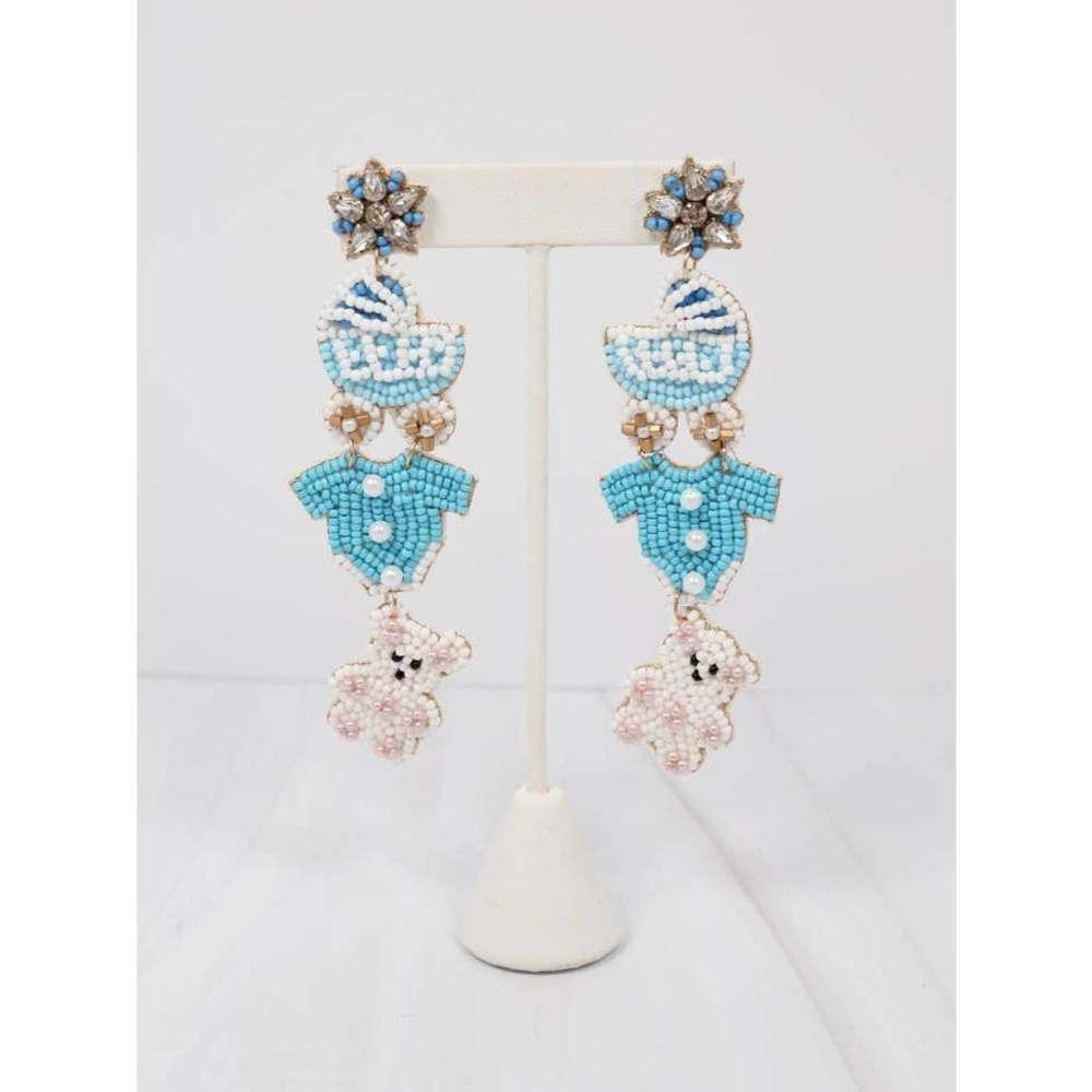 Welcome Baby Beaded Earring BLUE - Picture 2 of 2